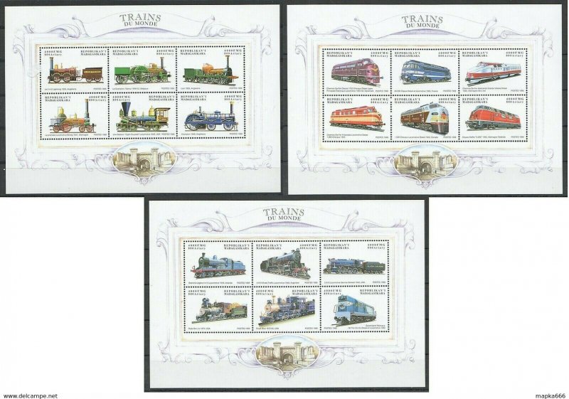 1998 Madagascar Trains Transport Railroads 3Kb ** Stamps Pk353