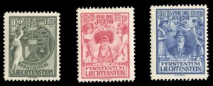 Liechtenstein #B11-13 Cat$160, 1932 Child Welfare, set of three, never hinged