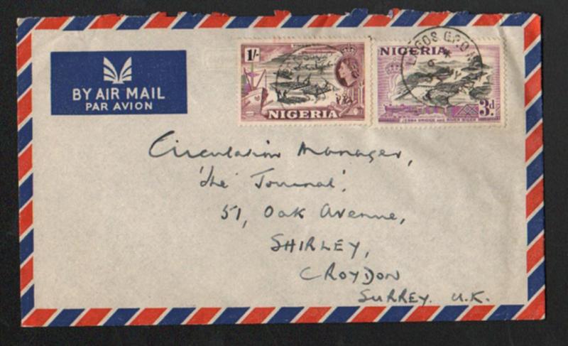 ZG-C702 NIGERIA GBC - Ships, 1957, Air Mail From Lagos To Gb Cover