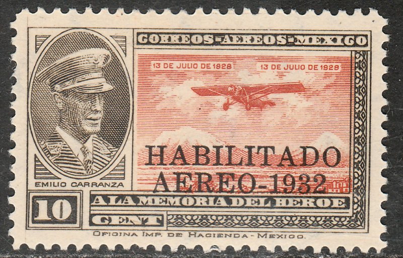 MEXICO C41, CAPT. E. CARRANZA HABILITADO 1932.UNUSED, H OG. F. (657)