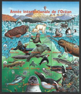 Doyle's_Stamps: 1998 U.N. Year of the Ocean 3-Sheet Set