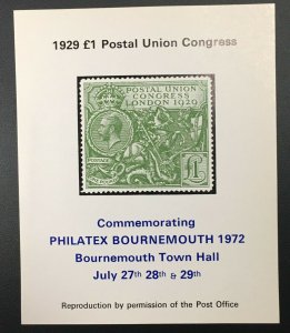 Philatex Bournemouth Postal Union Congress - 1972