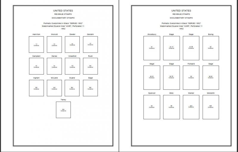 PRINTED U.S. REVENUES 1862-1995 STAMP ALBUM PAGES (297 pages)