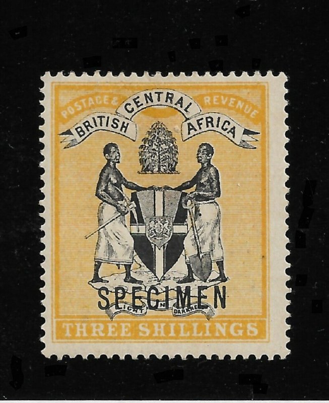 British Central Africa 1896, 3/ Shillings, Scott # 38, VF Mint Hinged* (R-4) 