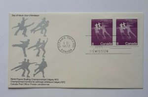 CANADA , FDC, 	WORLD FIGURE SKATING CHAMPIONSHIP CALGARY 1972	1972	OTTAWA	BKL OF