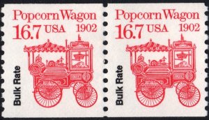 SC#2261 16.7¢ Popcorn Wagon Coil Pair (1988) MNH