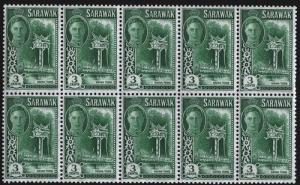 Sarawak  # 182  Mint VF NH b;ock of 10  Cat $ 4.