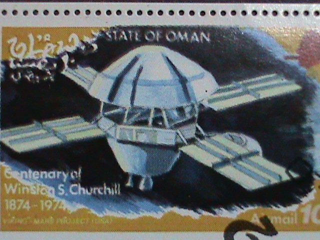 OMAN STAMP-1974 CENTENARY OF WINSTON CHURCHIL-SPACE PROGRAMS  CTO SHEET VF