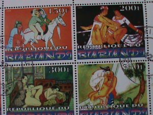 RURUNDA-1999-FAMOUS NUDE ARTS PAINTING-CTO FULL SHEET-VF-1ST DAY FANCY CANCEL