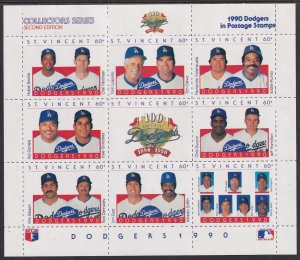 St Vincent 1990 Sc 1344-5 Los Angeles Dodgers 100 Year Anniversary MS x2 Stamp**