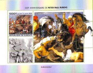 A7516 - DJIBOUTI - MISPERF ERROR Stamp Sheet - 2022 - ART Peter Paul Rubens-