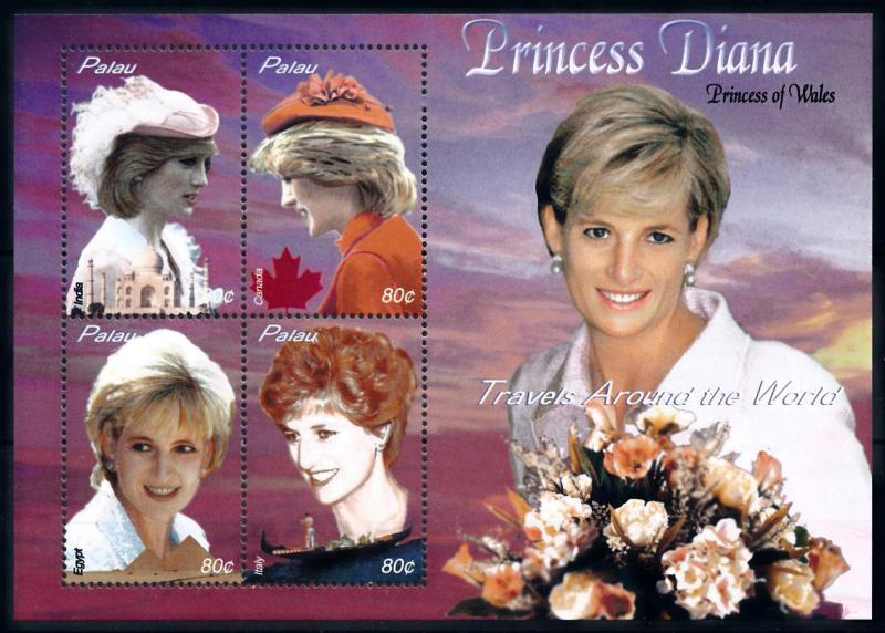 [91835] Palau 2003 Royalty Princess Diana Travels Canada Italy Egypt Sheet MNH
