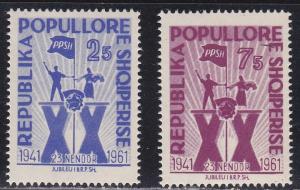 Albania # 602-603, Workers Party Anniversary, NH 1/2 Cat.