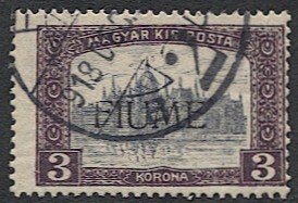FIUME Hungary 1918 Sc 18  3k  Used  F-VF