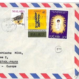 CF298 1977 Malawi *BLANTYRE* MISSIONARY Air Cover MIVA Vehicles Austria BIRDS