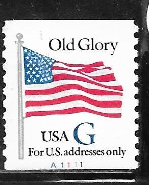 USA 2890: (32c) Old Glory, blue G, American Banknote Co, PN single, Mint, NH, VF