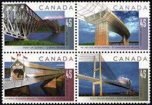 Canada SC#1570-1573 45¢ 20th World Road Congress: Bridges Block of 4 (1995) MNH