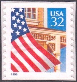 U.S.#3133 Flag Over Porch 32c Dated Blue '96' Coil Single, MNH.  SD...