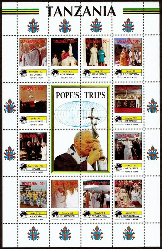 Tanzania 825-34 MNH Visits of Pope John Paul II