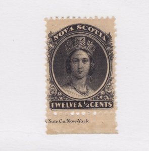 NOVA SCOTIA  #13 imprint single F-VF hinged remnant IMPRINT SINGLE