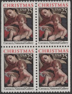 SC#2427 25¢ Madonna & Child Booklet Block of Four (1989) MNH