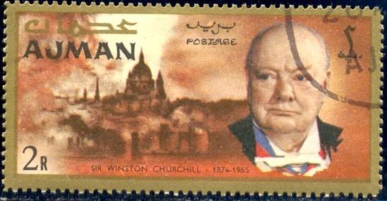 Sir Winston Churchill (1874-1965), Ajman stamp used