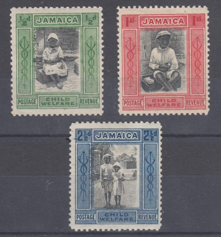 Jamaica Sc B1-B3 MLH. 1923 Child Saving League Semi-Postals complete, F-VF
