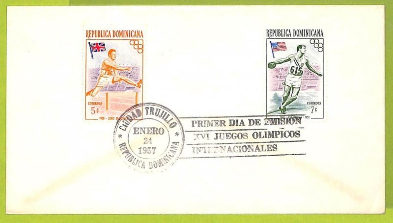 13197 - DOMINICANA - POSTAL HISTORY - Set of 2 FDC Cover - Olympic Game - 1957-