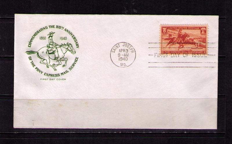 US Sc# 894 FDC St Joseph MO Pony Express Color Cachet