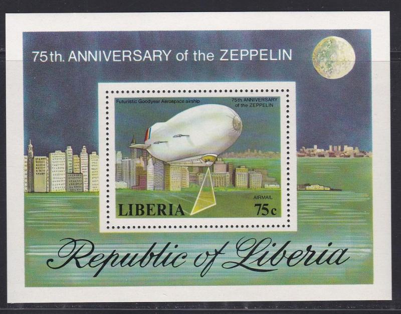 Liberia # C219, Zeppelin Anniversary, NH, Half Cat