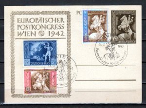 Germany, Scott cat. B209-B211. Postal Congress issue & cancel. Postal card. ^