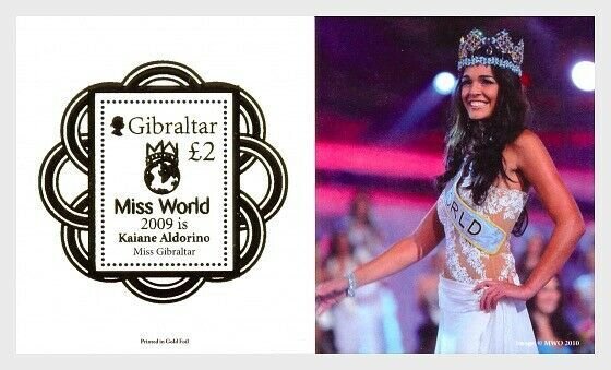 2010  GIBRALTAR  -  SG. MS1363  -  MISS WORLD - UNMOUNTED MINT MINI SHEET