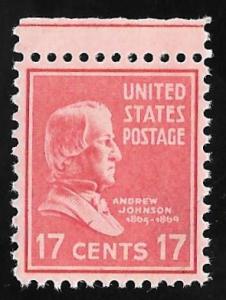 822 17 cent Andrew Johnson Stamp mint OG NH EGRADED VF 80