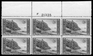 USA 746 Mint (NH) Plate Block of 6 (black ink xfer on back)