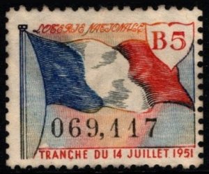 1951 France Cinderella Installment of July 14 National Lottery Unused