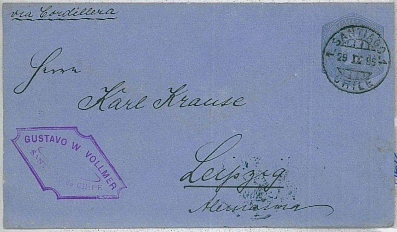 37495 - CHILE - Postal History - Stationery H&G #6a to GERMANY - COLUMBUS-