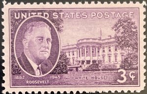 Scott #932 1945 3¢ Roosevelt and White House MNH OG VF