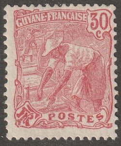 French Guiana, stamp,  Scott#64,  mint, hinged,  30, cent,  pink