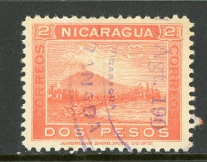 Nicaragua 1900 Momotombo 2 Peso Salmon Scott # 132 VFU W321 ⭐☀⭐☀⭐