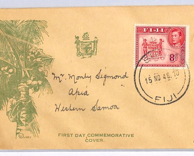 FIJI KGVI FDC 1948 Illustrated Suva Samoa Apia{samwells-covers}XH324