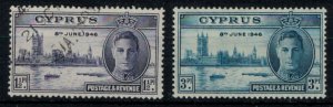 Cyprus 1946 SG164-165 KGVI Victory Issue - MH/Used