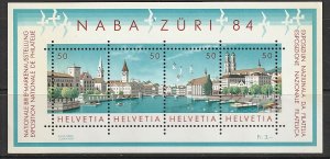 1984 Switzerland - Sc 749 - MNH VF - Mini Sheet - Panoramic view Zurich