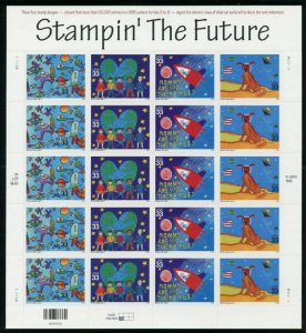 US #3414 - 17, 33c Stampin the Future, Sheet, VF mint never hinged, fresh   S...