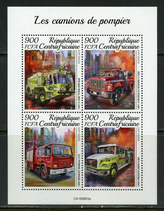 CENTRAL AFRICA 2019  FIRE ENGINES SHEET  MINT NH