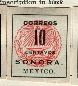 MEXICO;  Early 1900s Imperf SONORA issue Mint hinged 10c. value