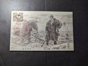 1874 Early Japan Artist Souvenir Postcard Cover Farmers Ploughing Field