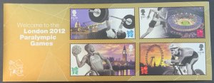 GREAT BRITAIN MINIATURE SHEET 2012 LONDON PARALYMPICS SGMS3371  MNH