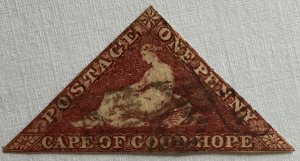 CAPE OF GOOD HOPE 1d IMPERF TRIANGLE FINE USED FINE CUT EDGES SG#18b C5180