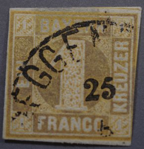 German States Bavaria #9 FN Circle Place Cancel with Partial Date 25 6