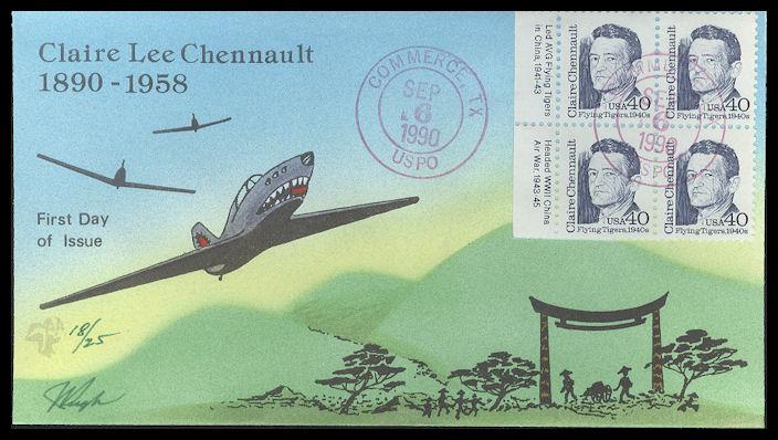 #2187 Claire Chennault Tab Pugh FDC